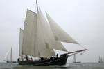 Klipper Aldebaran unter weißen Segeln, von der Seite gesehen