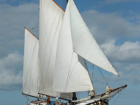Anna Trijntje unter weißen Segeln auf offenem Wasser