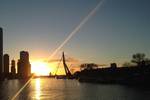 Sonnenuntergang an der Erasmusbrücke, von der Oude Maze aus gesehen