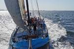 Spartivento unter Segeln, vom Bugspriet aus gesehen