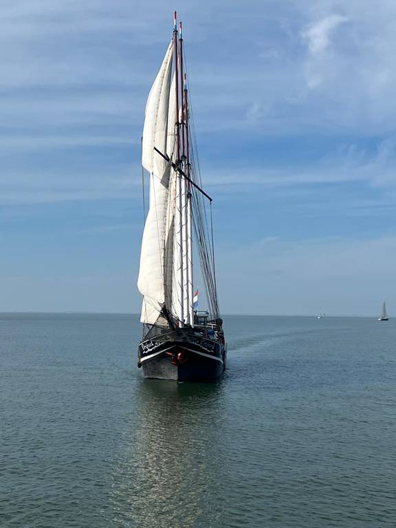 Vrijheid unter Segeln, direkt von vorn gesehen