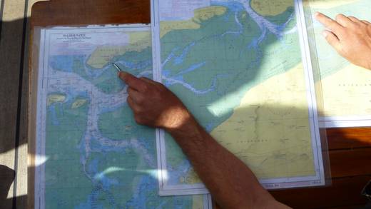Planung einer Route auf einer Seekarte